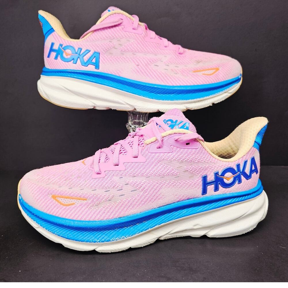 Hoka One One Pink with Blue Accents Running Shoes